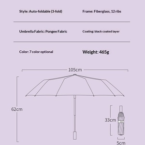 12 Bone Double Dragon Bone Black Glue <b>Automatic</b> Folding Business Sunny Three-fold Sunshade <b>Umbrella</b> Printable LOGO Advertising - Product Image 2