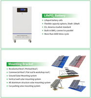 Système solaire hybride 15 kW hors réseau, station d'alimentation au lithium-ion 10 kW MPPT, service tout-en-un, système de montage de modules photovoltaïques, kit complet