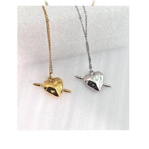 JIACHEN personalizado de moda romántica delicada flecha corazón PVD 18K oro colgante cadena Collar para niñas - Product Image 5