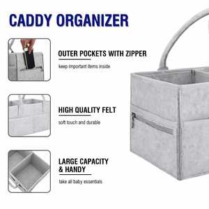 Nursery Basket-Baby Diaper Caddy Organizer for <b>Changing</b> Table-Portable Holder <b>Tote</b> <b>Bag</b>-Car Organizer with Removable Divider - Product Image 3