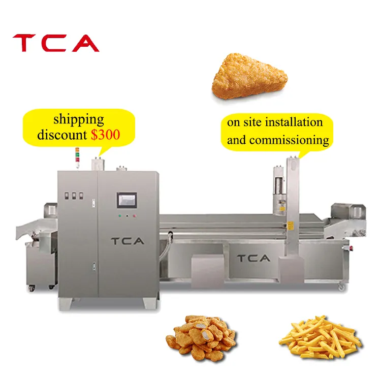Mesin Penggorengan Biji, Mesin Penggorengan Minyak Tanpa Minyak Komersial Konveyor Chip Kentang Gas untuk Penggorengan Sayap Ayam