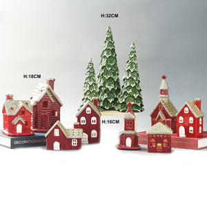 Red Color Ceramic <strong>Christmas</strong> <strong>House</strong> With Led Lighted Ceramic <strong>Christmas</strong> <strong>Village</strong> <strong>Houses</strong> - Product Image 6
