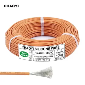 2 4 6 7 8 10 12 13 14 16 18 20 22 24AWG High Temperature Heater Resistant Stranded Copper Rubber Coated Silicone Cable Wire