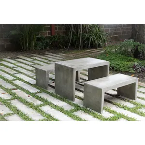 Открытый современный сад скамейка сиденья бетонный обеденный стол патио мебель набор