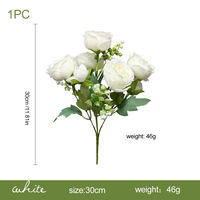 Bouquet de roses artificielles blanches faites à la main, 30 cm, arrangement floral en soie au toucher naturel, longue durée, pour mariage, décoration de la maison