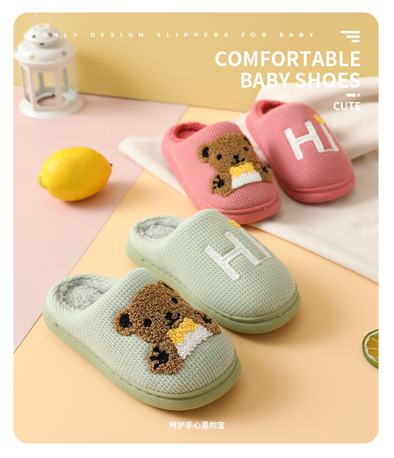 Wholesale Children Boy Girls Plush Slippers Winter Warm Cotton Kids Slipper Shoes