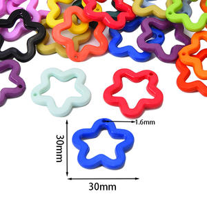 Colgante perforado de 30mm, llavero de estrella de cinco puntas de Color sólido acrílico, accesorios de joyería, Material colgante, estrella de Color - Product Image 1
