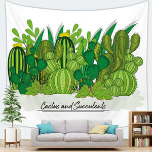 Cactus plante <span class=keywords><strong>fleur</strong></span> aquarelle peinture <span class=keywords><strong>tapisserie</strong></span> tenture murale Hippie tapisseries pour la décoration intérieure salon chambre grande taille - Product Image 4
