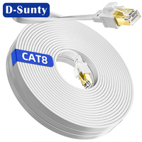 Cable Ethernet CAT8 D-Sunty S/FTP, Cobre Sólido 30AWG, Cable de Red Plano RJ45 de 4 Pares, 1m-8m, ROHS, Cable LAN