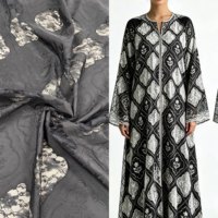 Nouveau design populaire 2026 : Dentelle noire ajourée avec broderie florale, respirante, 100 % polyester, motif personnalisé pour abaya