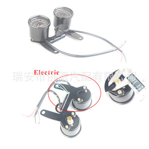 Conjunto Retro de Instrumentos para Motocicleta, Tacómetro Electrónico, Velocímetro de 0-140 km/h, Montaje Frontal de Metal Negro - Product Image 3