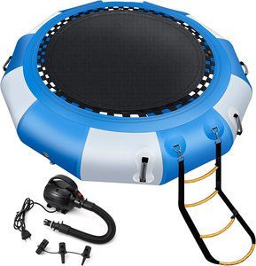 Trampolín Acuático Inflable de 6.5 pies, 10 pies y 13 pies para Niños y Adultos, Trampolín Flotante con Cuerda de 4 Peldaños, Juguete Acuático Inflable - Product Image 1