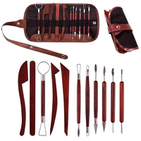Kit d'outils de sculpture en argile transfrontalier 12 pièces, en bois rouge, double tête, pour poterie, gravure laser, DIY TY-12H