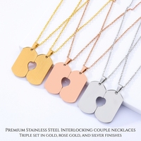 Collier personnalisé en acier inoxydable plaqué or avec gravure laser en forme de cœur, souvenir gravé pour couples, meilleurs amis