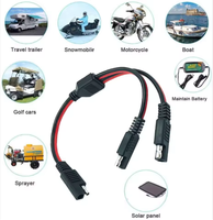 Câble de connexion automobile SAE DC 14 AWG, séparateur en Y, câble d'extension SAE 1 vers 2 pour la connexion et le transfert de batterie solaire