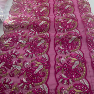 Accessoires de vêtements africains pour bricolage Broderie <span class=keywords><strong>DMC</strong></span> Fleur Organza Dentelle Décoration Polyester coloré Tissu à coudre - Product Image 1