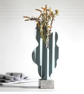 Vaso de metal dobrável para flores, vaso de metal criativo moderno feito à mão