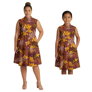 Aloha-Kleid Eltern-Kind-Outfits Maßgeschneidertes Design Samoanische Knopfleisten-Damenbekleidung Polynesische Frauen- und Mädchen-Mutter-Tochter-Midiröcke - Product Image 3