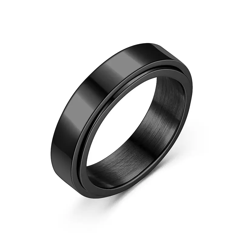 Anillo De Acero Inoxidable Edelstahl Drehbarer hochglanz polierter Ring Toptan Yuzuk Titan Stahl Persönlichkeit Cool Ring