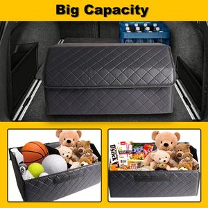 Wholesale Foldable Auto Multifunctional Folding Leather Car <b>Storage</b> <b>Box</b> <b>Trunk</b> Organizer Custom Logo - Product Image 4