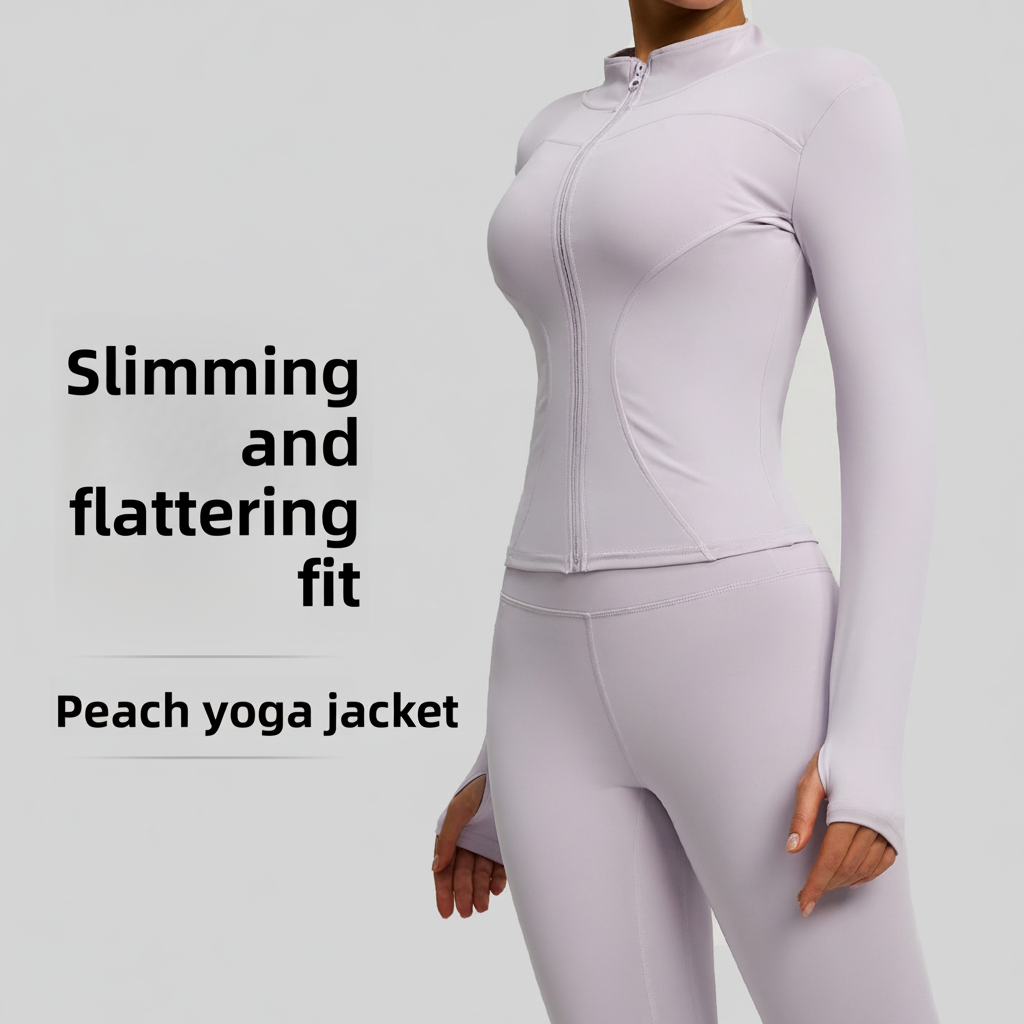 Women's Breathable Yoga Jacket Top Nine-Quarter Sleeve Stand Collar Simple Design Slim-fit Spandex Material for Sports Fitness