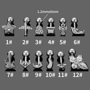 Yw thép không gỉ Sao Mặt Trăng máy bay ốc xà cừ Xoắn daith <span class=keywords><strong>Stud</strong></span> cơ thể sụn Bông tai tragus ear piercing đồ trang sức - Product Image 2