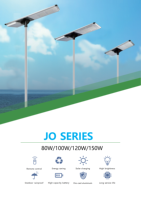 Lampadaire solaire tout-en-un JO-120W IP65 à haut lumen pour extérieur, jardin et route, avec garantie de 5 ans pour les projets routiers