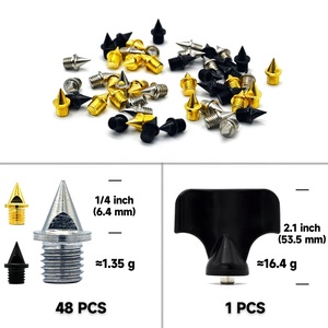 Chaussures à <span class=keywords><strong>pointes</strong></span> pyramidales d'athlétisme <span class=keywords><strong>de</strong></span> 6.4mm et 1/4 pouces, remplacement <span class=keywords><strong>de</strong></span> <span class=keywords><strong>pointes</strong></span> en alliage d'acier haute dureté, course à pied, <span class=keywords><strong>cross</strong></span>-<span class=keywords><strong>country</strong></span>, 48 pièces - Product Image 2