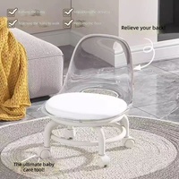 Tabouret pivotant à roulettes avec dossier en acrylique, roues omnidirectionnelles, petit tabouret moderne et minimaliste