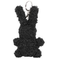 Porte-clés Lapin Noir Mignon en Peluche, Pendentif Lapin à Poils Bouclés, Breloque de Sac, Accessoire Cadeau