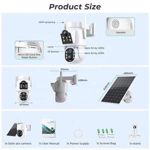 Caméra solaire pour Birdhouse Light Bluetooth 1000W 200W Flood avec panneau Sim 300W et 2 lentilles Street Cctv par panneaux - Product Image 6