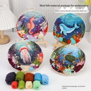 Kit de Matériaux pour Broderie sur Cercle en Feutre Changxu Craft, Simulation d'Animaux Marins (Hippocampe, Tortue, Méduse, Baleine) avec Tutoriel Détaillé - Product Image 1