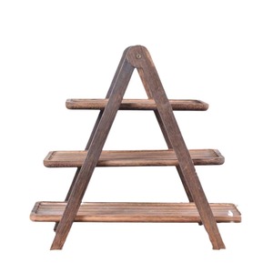 Étagère de rangement en bois à plusieurs niveaux, présentoir à trois étages en bois massif, support de fruits et gâteaux pour bureau - Product Image 2
