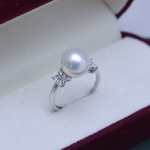 Bague ajustable en argent S925 Zhuji Danshui, avec perles rondes de 9-10 mm, forte luminosité, faibles défauts, modèle Wenchi Chine 24770 - Product Image 5