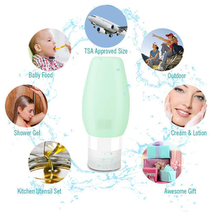 Portable Silicone Travel Bottle Set 90ml Empty Reusable Container with <b>Rubber</b> Stopper for Facial Cleanser - Product Image 1