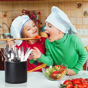 LIBODOUR Extra Large in acciaio inossidabile porta utensili 2 Set da cucina Organizer per argenteria da cucina
