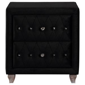 Comodino Stile Glamour Completamente Imbottito con Bottoni in Acrilico Finitura Nera Arredamento Camera da Letto - Product Image 3