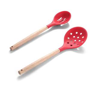 อุปกรณ์ครัวไม้พร้อมช้อนซิลิโคนแบบมีร่องสำหรับมืออาชีพ - Product Image 3