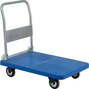 รถเข็นพลาสติกสีน้ำเงินพร้อมโครงเหล็ก ดีไซน์ทนทาน ล้อสี่ล้อ - Product Image 4