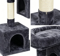 Arbre à chat compact avec deux niches indépendantes, plateforme supérieure surdimensionnée et deux poteaux en sisal pour petits espaces domestiques