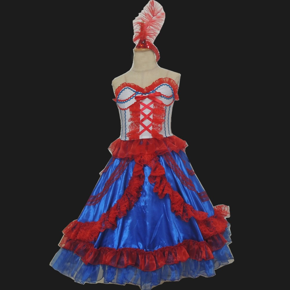 white christmas dresses Purple Pink can can dress for hire main image 1