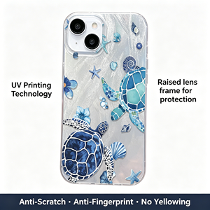 Custodia Morbida Antiurto in TPU Trasparente con Glitter e Motivo Tartaruga Marina Stile Inchiostro Lavato <span class=keywords><strong>per</strong></span> iPhone 17 16 15 14 13 Pro Max - Product Image 2