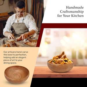 Suministro directo de fábrica Elegante cuenco de madera hecho a mano para servir para uso doméstico en hoteles Mejora tu experiencia gastronómica de esta calidad - Product Image 4
