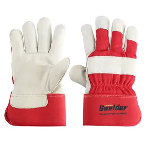 Swelder sarung tangan kulit sapi 10.5 inci, penjualan laris sarung tangan kerja dengan manset keamanan berlapis karet untuk penggunaan musim dingin
