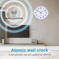 Atomare Analoge Wanduhr, Funkgesteuerte Automatisch Einstellbare Wanduhr, Aluminiumrahmen-Wanduhr für Zuhause, Schule, Büro