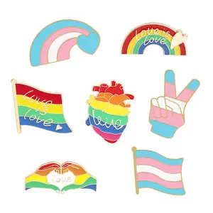 Custom queer lgbtq lgbt Bendera transgender lapel pin lencana kemajuan logam gay pride trans rainbow enamel pin