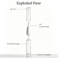 Flacon de crème pour les yeux sans air de 10 ml, en PS, AS, PP, avec pompe à vide, pour sérum cosmétique, lotion, conteneur vide rechargeable pour soins de la peau, logo personnalisé