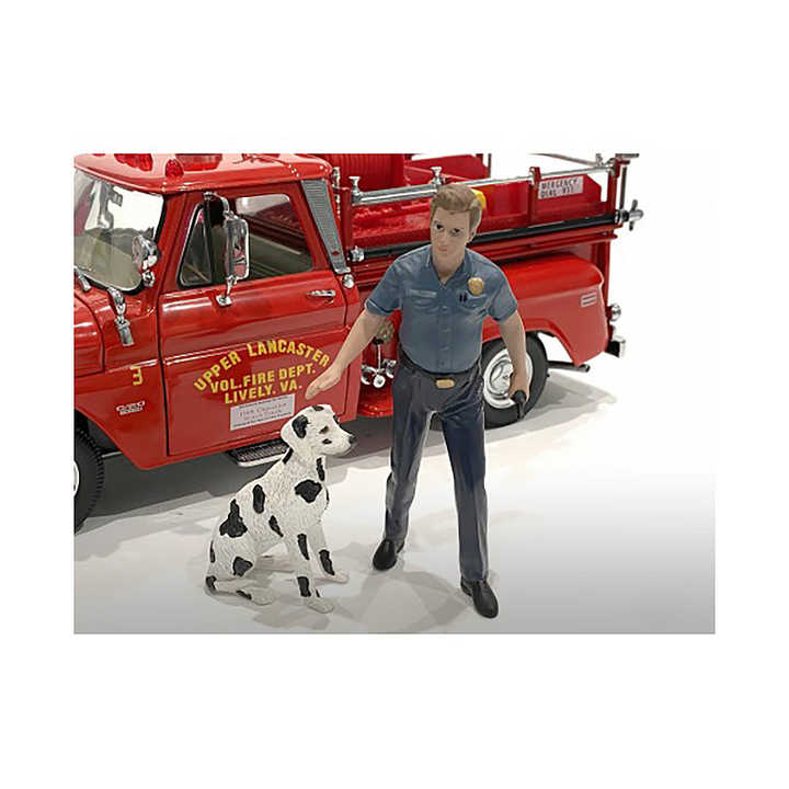DCD 1/24 Scale Model Fire Dog Training Figures American Diorama 'Firefighters' Trainer and Dog Animal Theme
