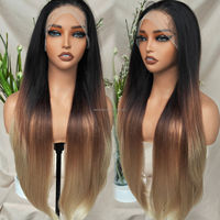 KEMY HAIR Perruques synthétiques à dentelle pour tissage bouclé coloré, pré-épilées, en fibre résistante à la chaleur, dentelle transparente frontale complète 13*6, pour femmes noires