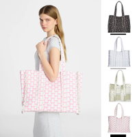 Nouveau sac fourre-tout matelassé à carreaux floraux minimaliste, sac fourre-tout tendance de grande capacité pour les trajets quotidiens